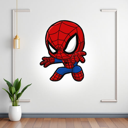 Spider-Man Chibi Web BP 17 birthday character cutout showing a large-headed red-and-blue hero with an outstretched hand and web detail