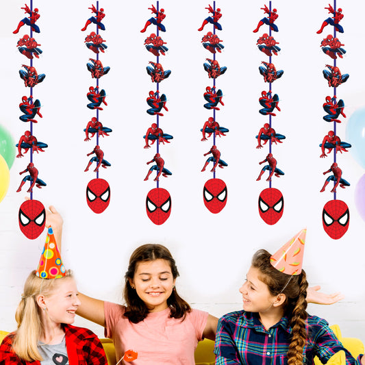Spider-Man Action Danglers birthday hanging danglers showing vertical rows of several red-and-blue action poses and mask shapes, gallery image 2