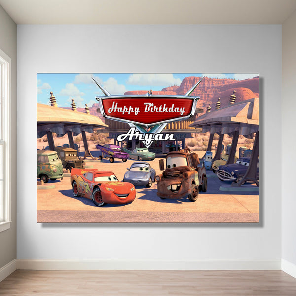 Classic Lightning McQueen Birthday Backdrop — product image 1