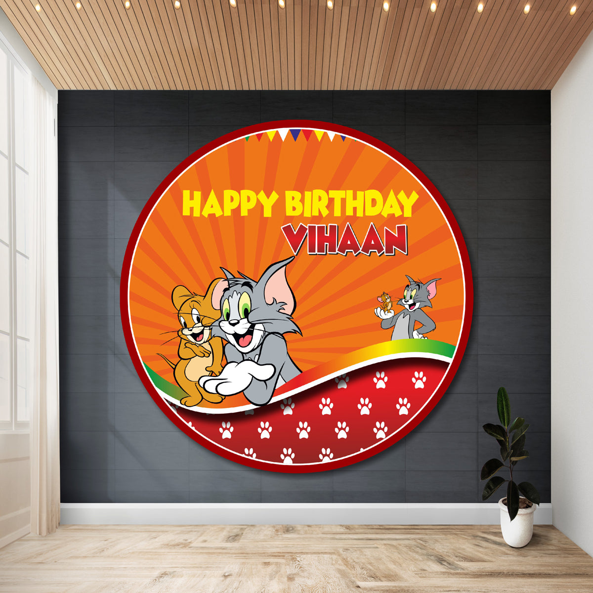 Tom & Jerry Theme Round Backdrop
