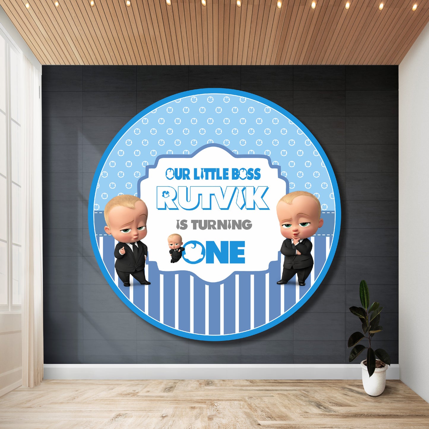 Boss Baby Personalized Round Backdrop