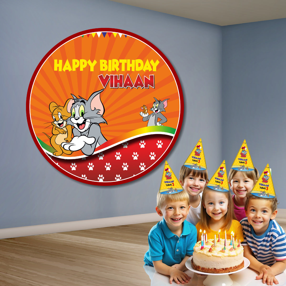 Tom & Jerry Theme Round Backdrop