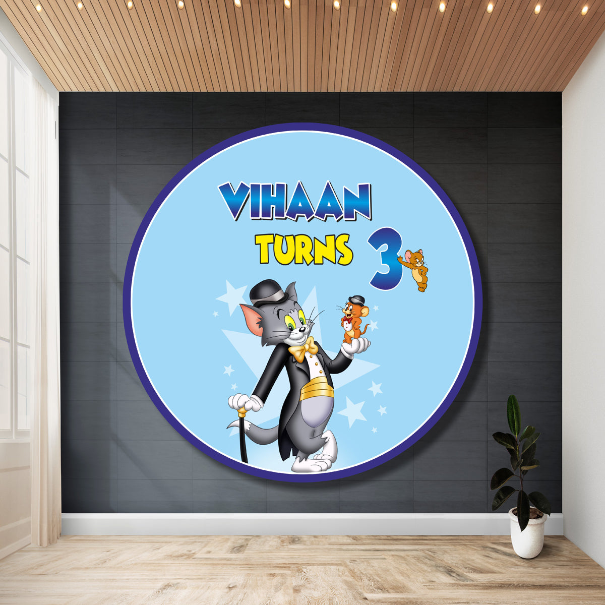 Tom & Jerry Theme Personalized Round Backdrop
