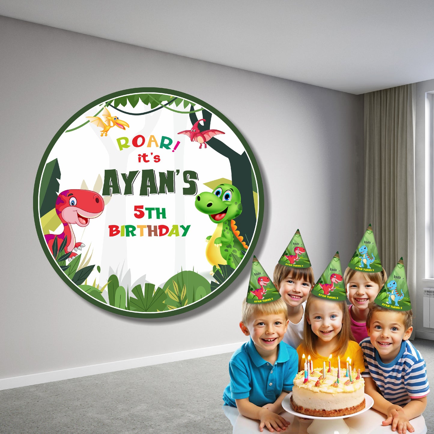 Dino Theme Customized Round Backdrop