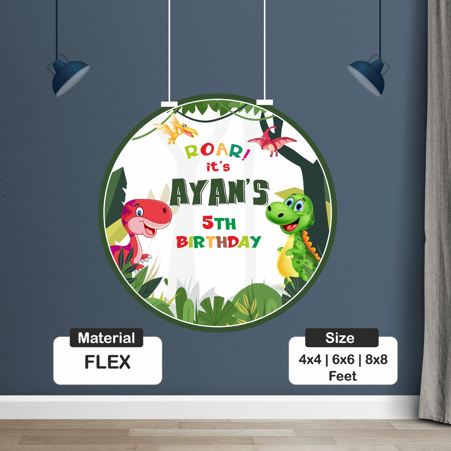 Dino Theme Customized Round Backdrop