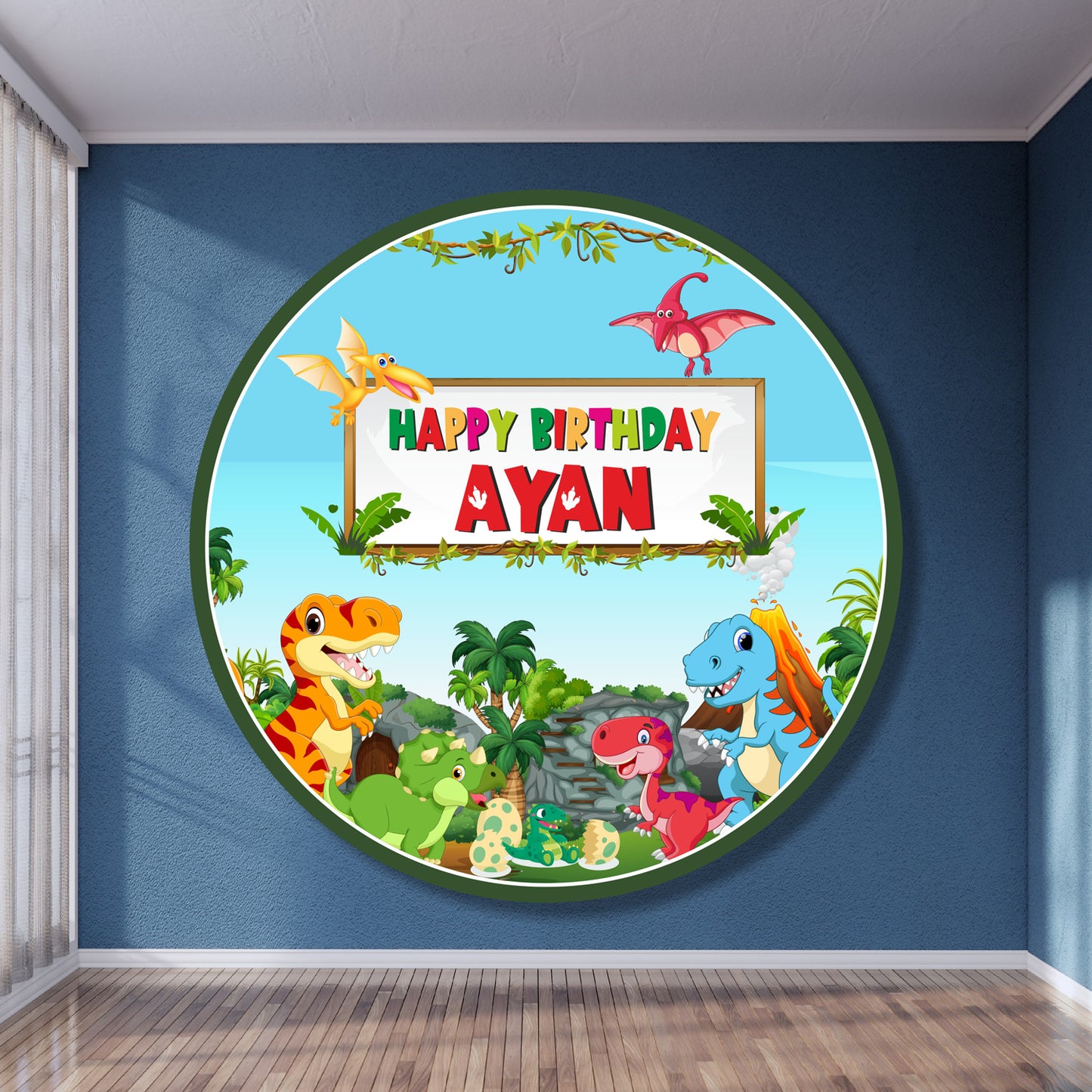 Dino Theme Classic Round Backdrop