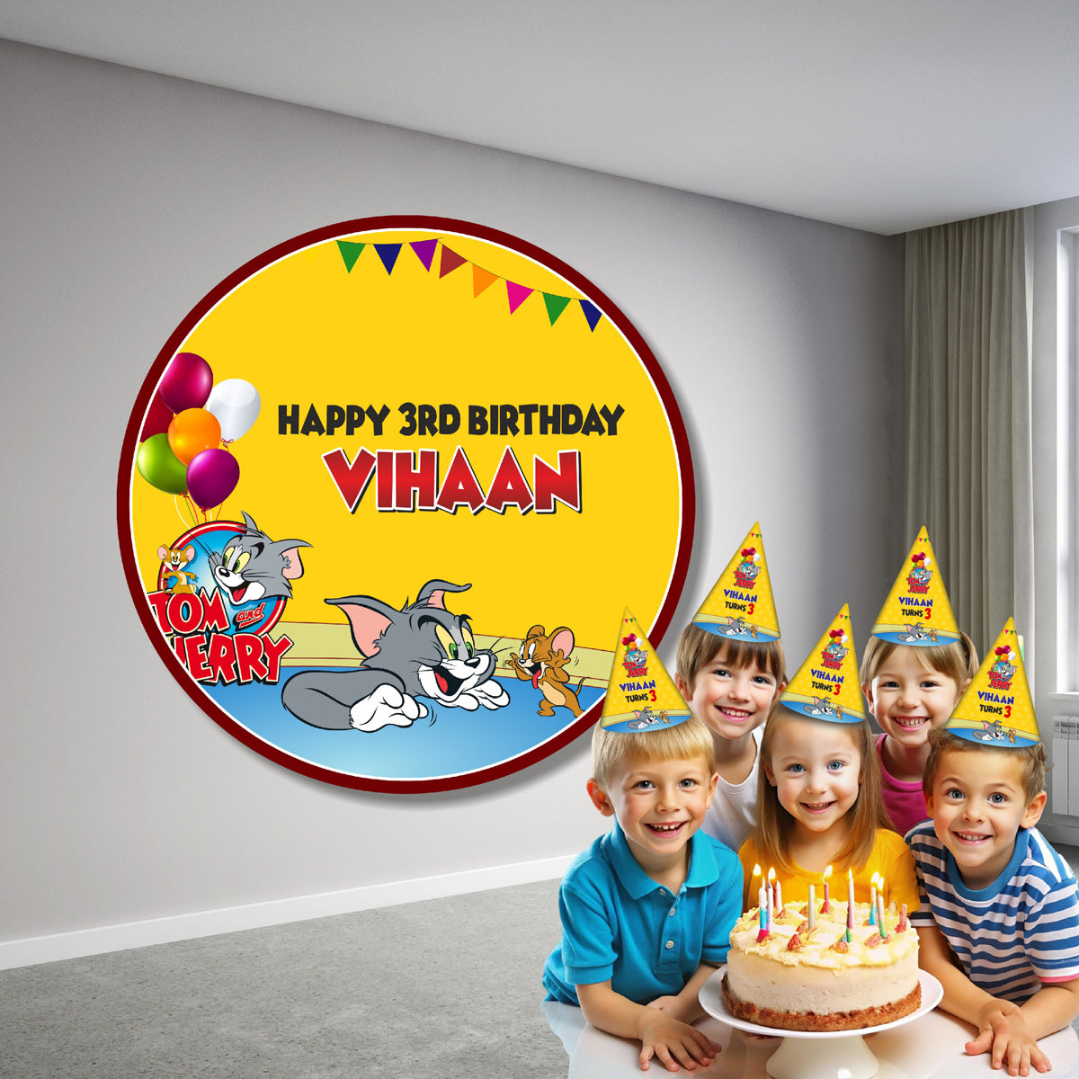Tom & Jerry Theme Customized Round Backdrop