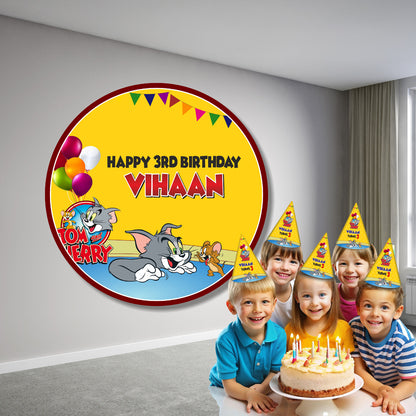 Tom & Jerry Theme Customized Round Backdrop My Store