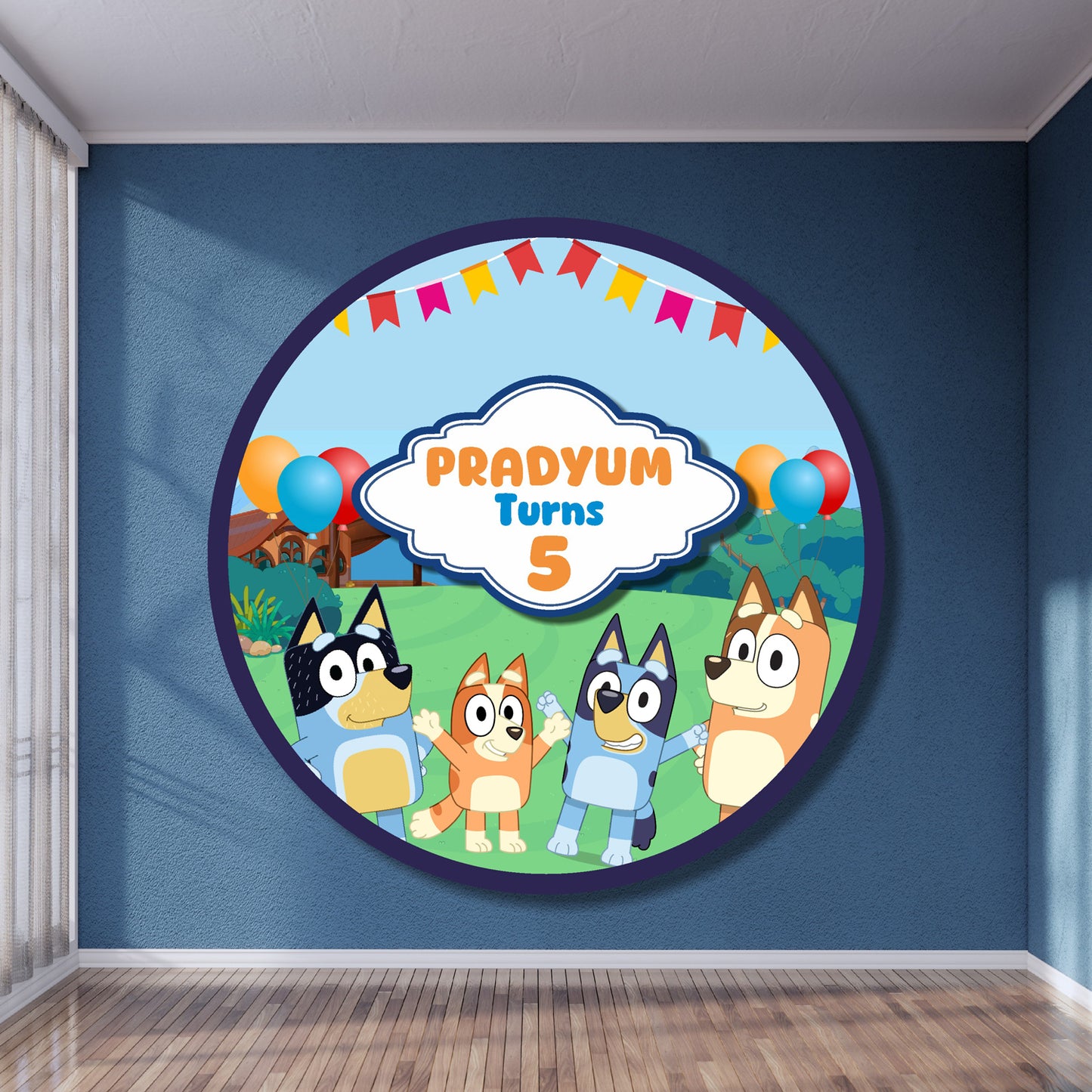 Bluey Theme  Classic Round Backdrop