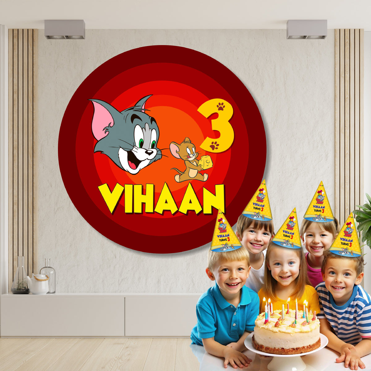 Tom & Jerry Theme Classic Round Backdrop