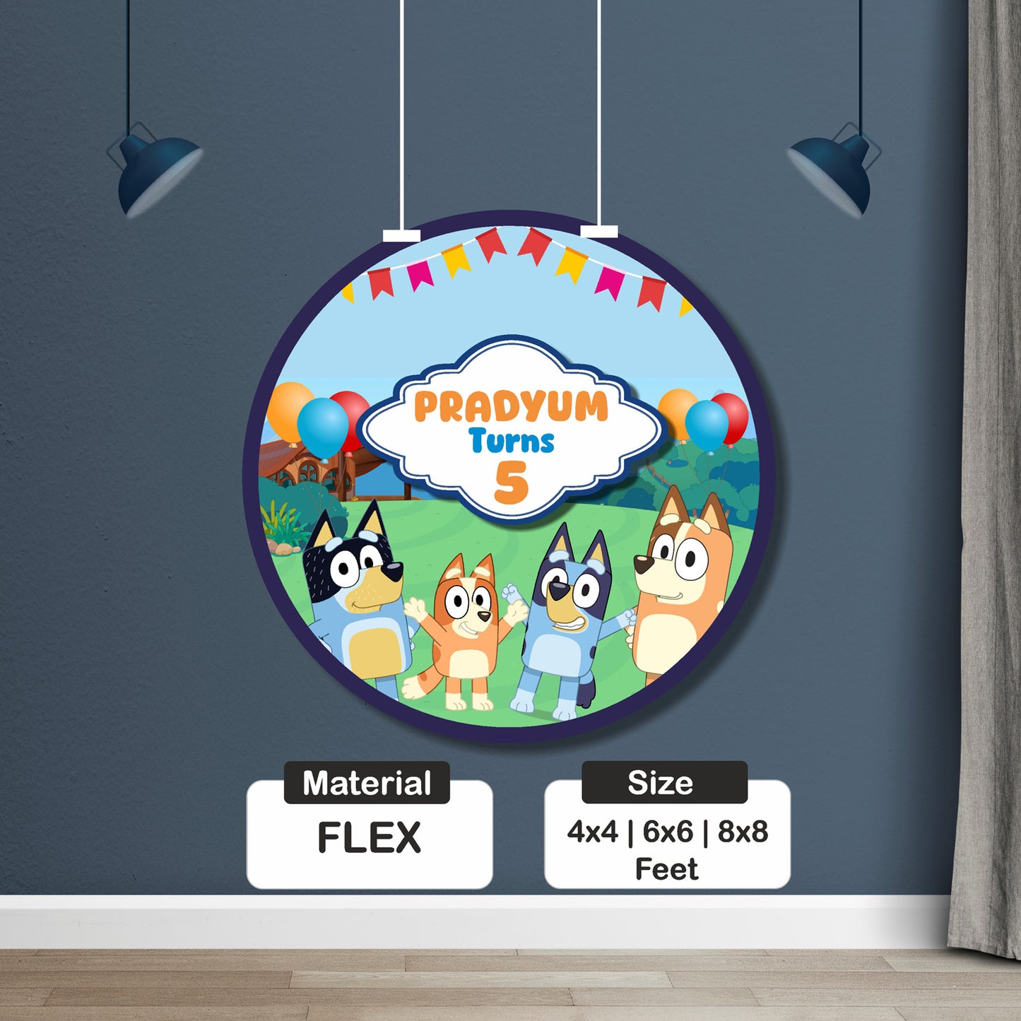 Bluey Theme  Classic Round Backdrop