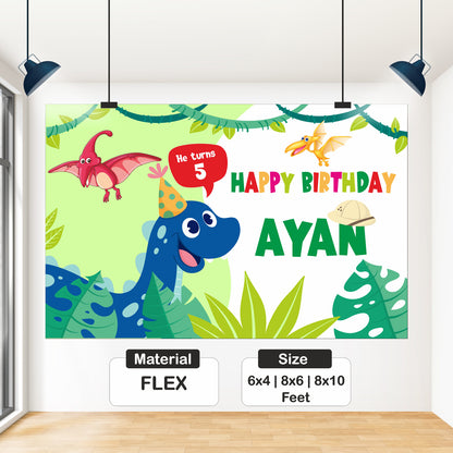 Dinosaur Birthday Backdrop – Personalised Flex Banner My Store
