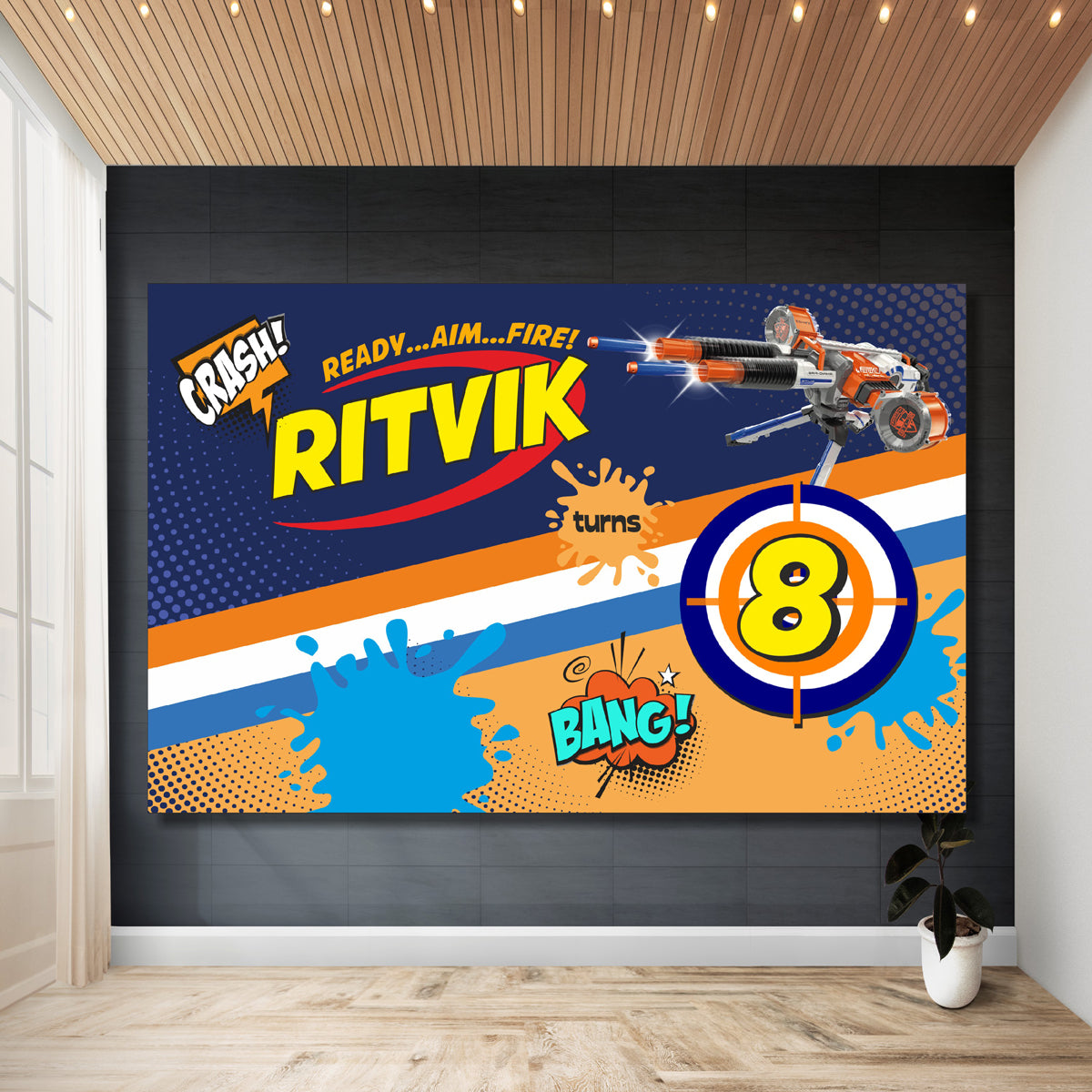 Nerf Gun Theme Personalized Backdrop
