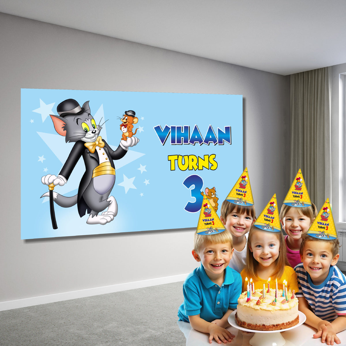 Tom & Jerry Theme Personalized Backdrop