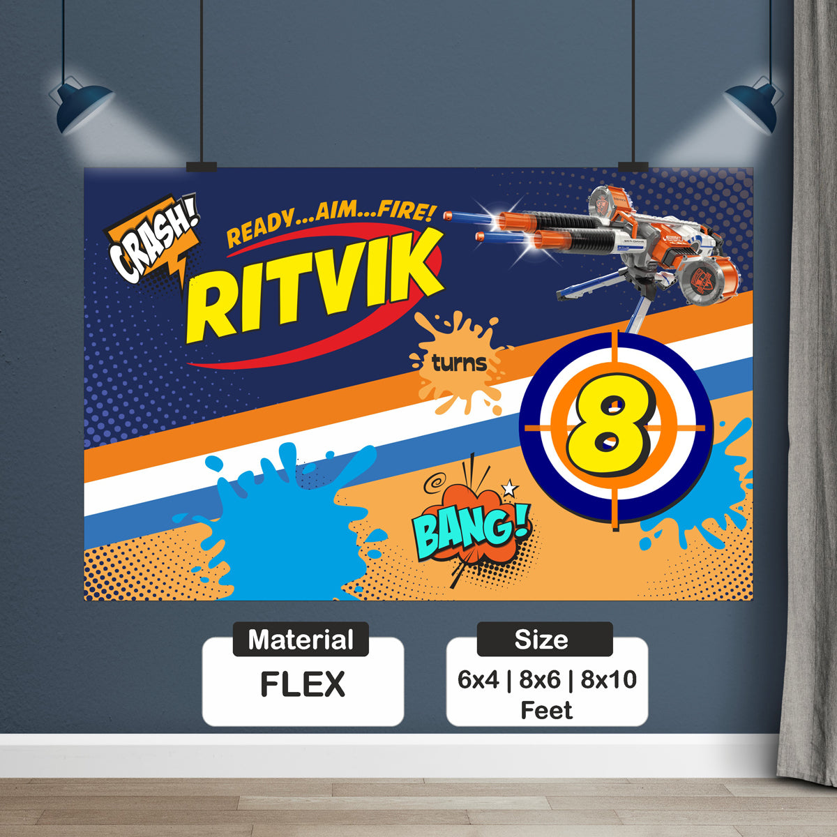 Nerf Gun Theme Personalized Backdrop