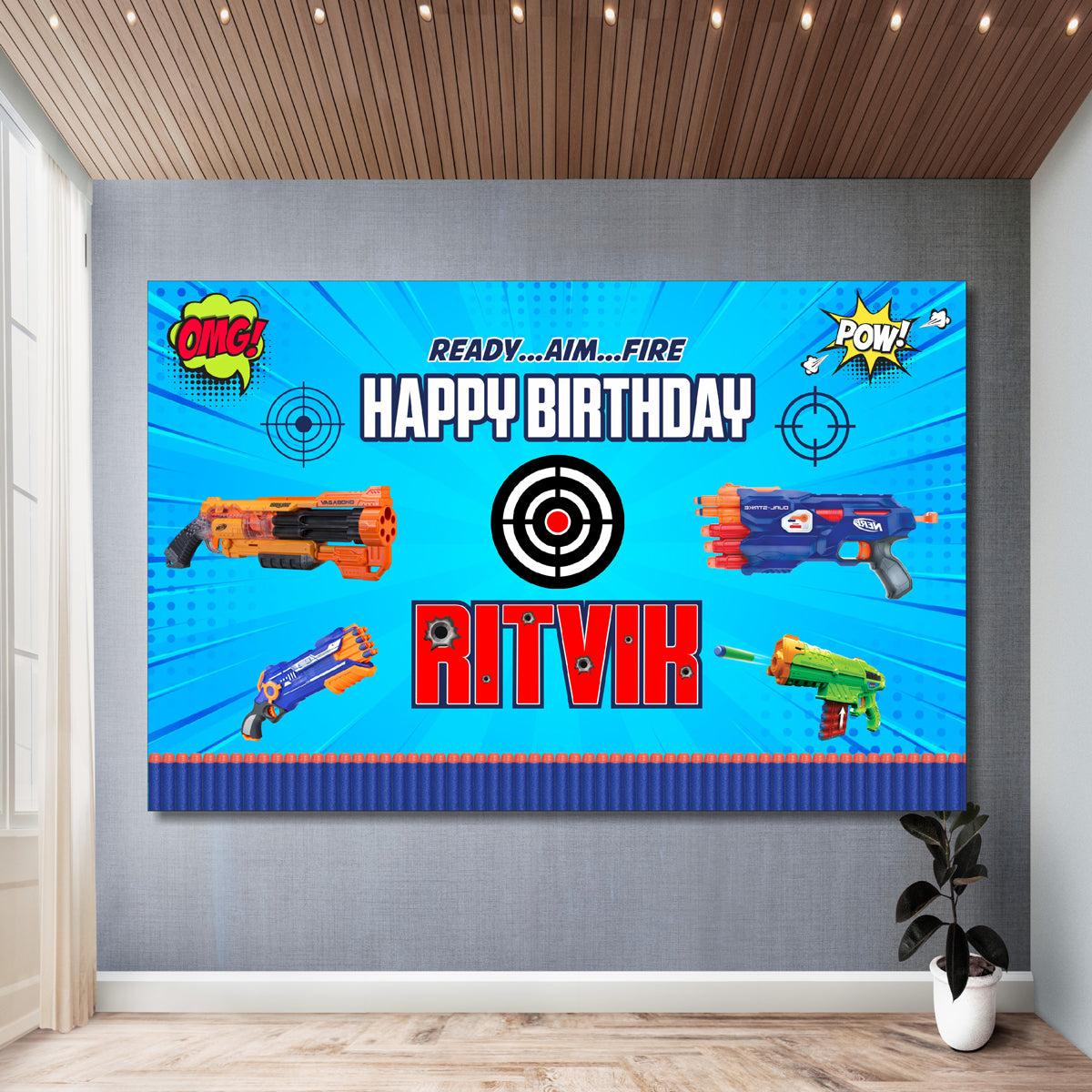Nerf Gun Theme Customized Backdrop