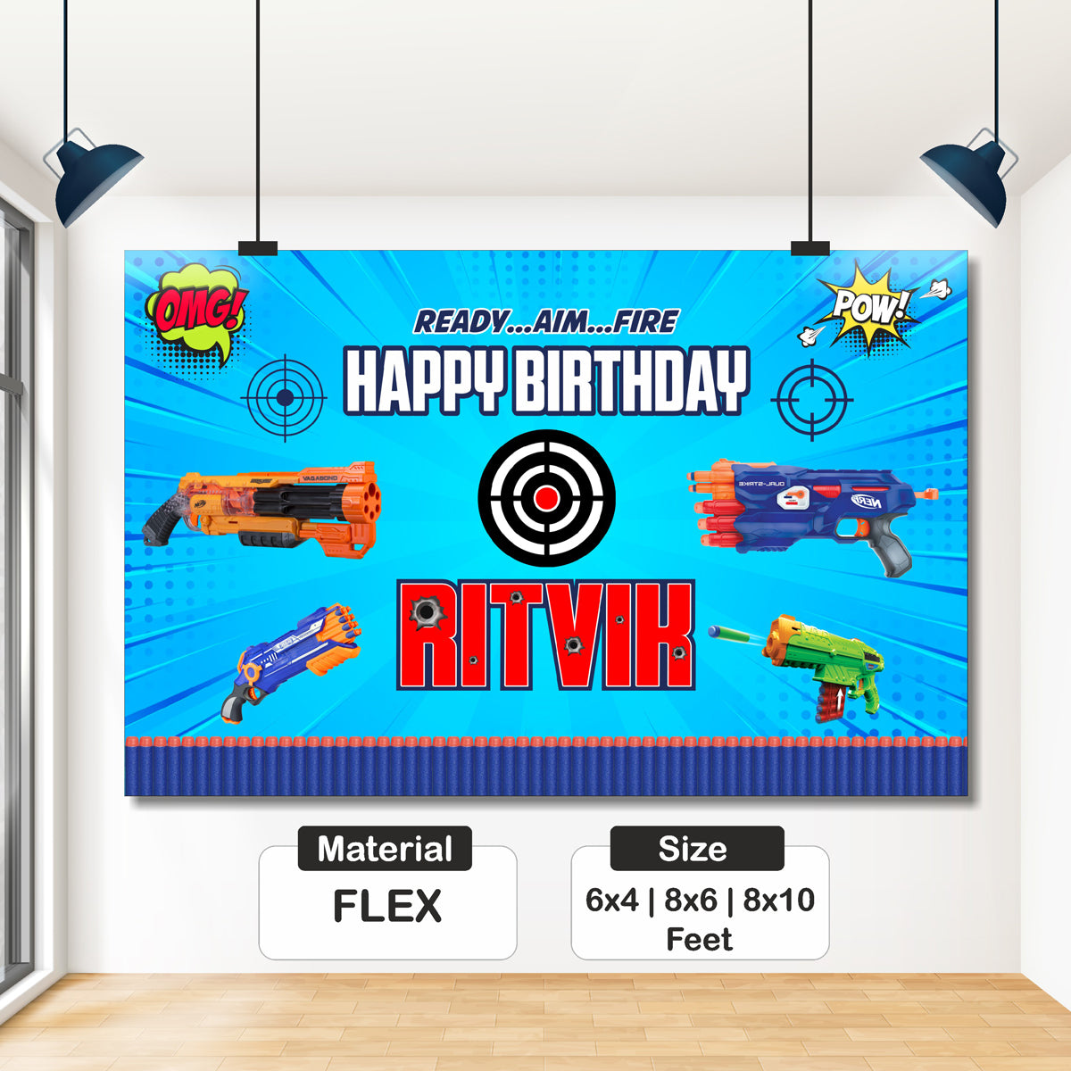 Nerf Gun Theme Customized Backdrop