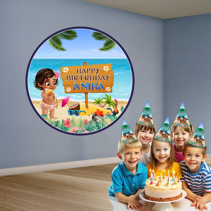 Moana Theme Personalized Round Backdrop My Store