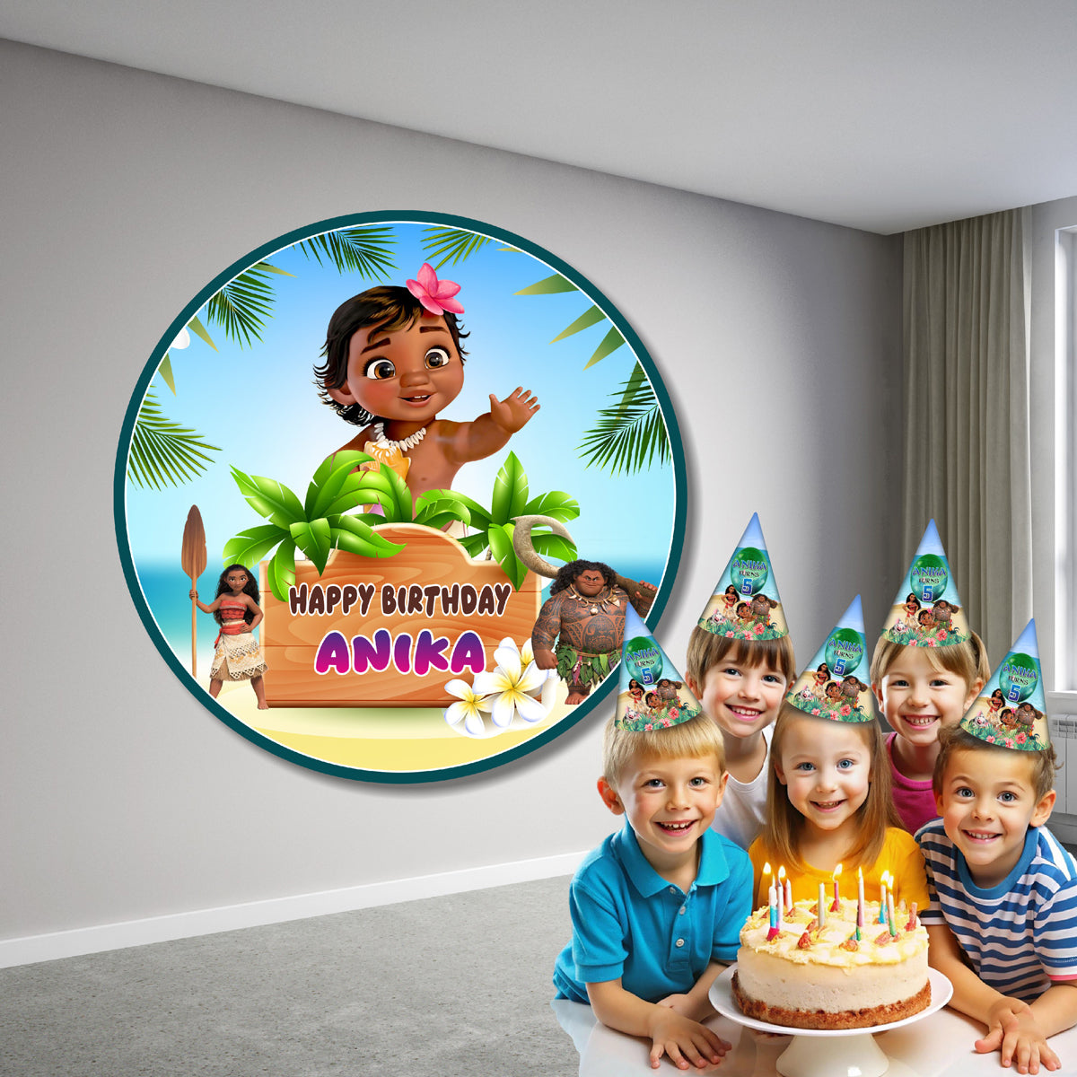 Moana Theme  Customized Round Backdrop