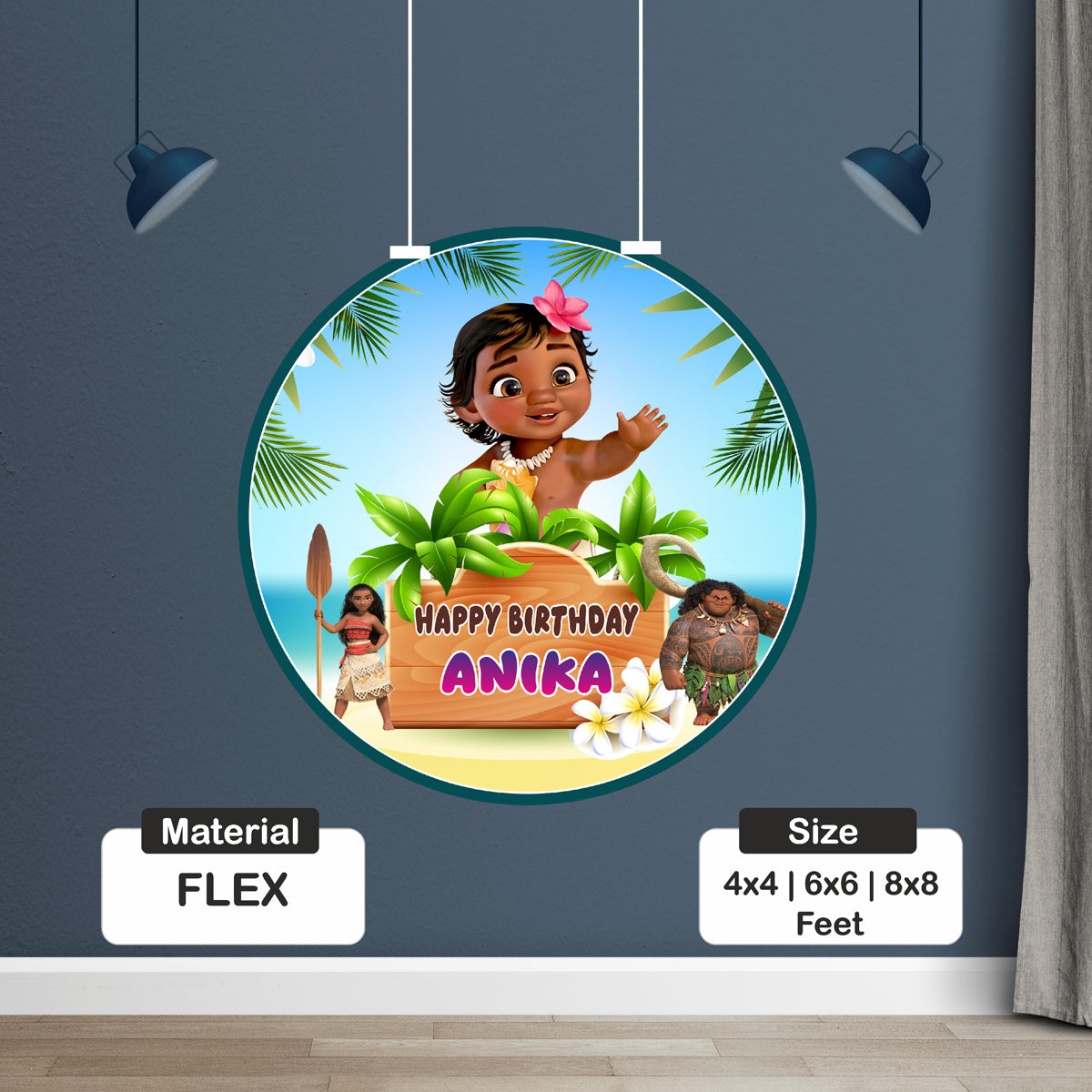 Moana Theme  Customized Round Backdrop