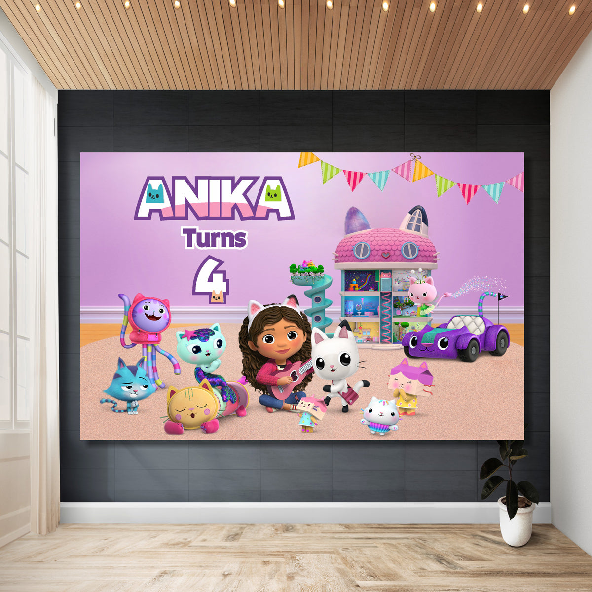 Gabby’s Dollhouse Theme Personalized Backdrop