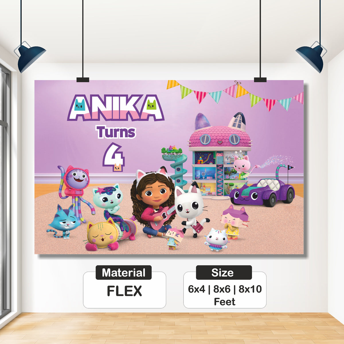 Gabby’s Dollhouse Theme Personalized Backdrop