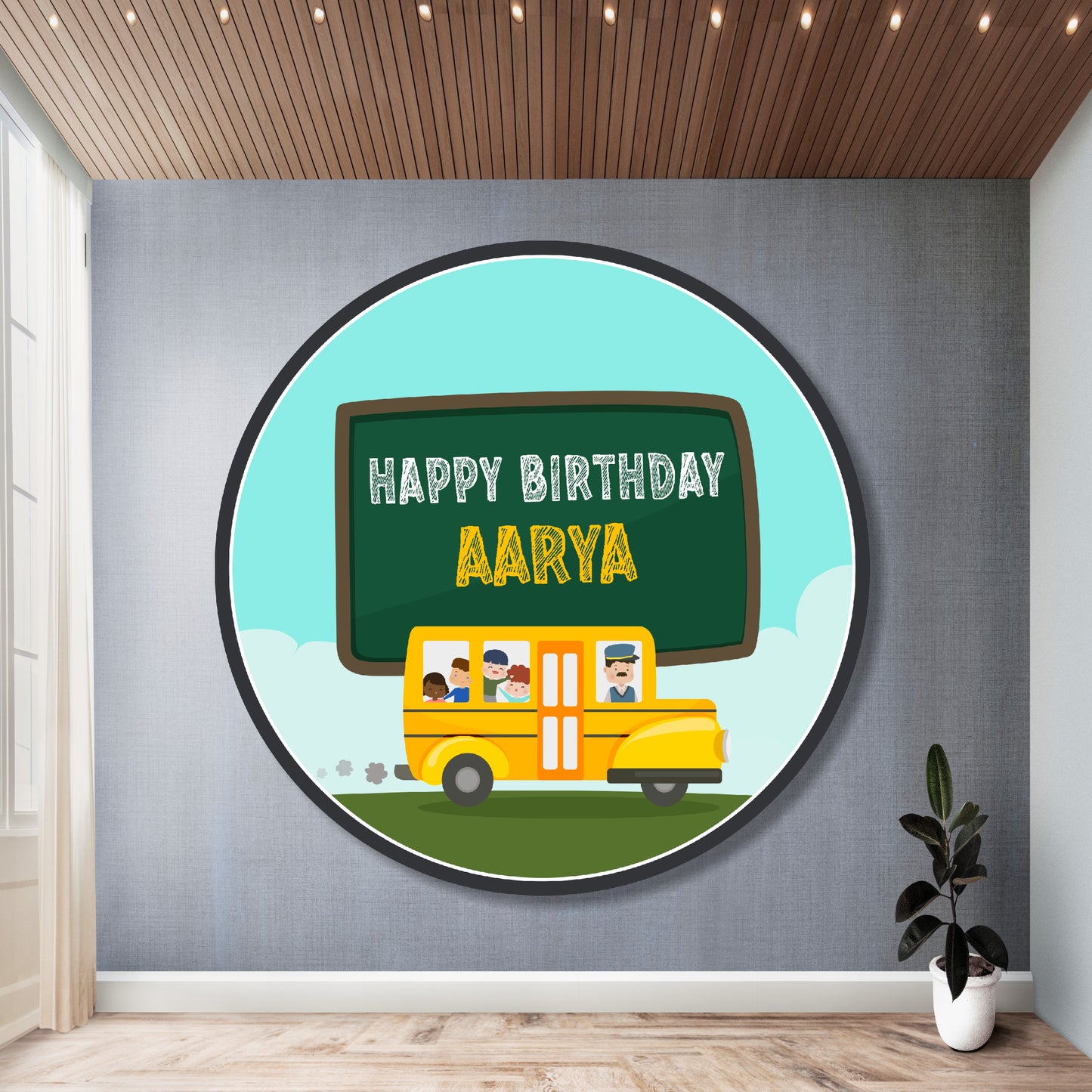 Wheels on the Bus Theme Customized Round Backdrop