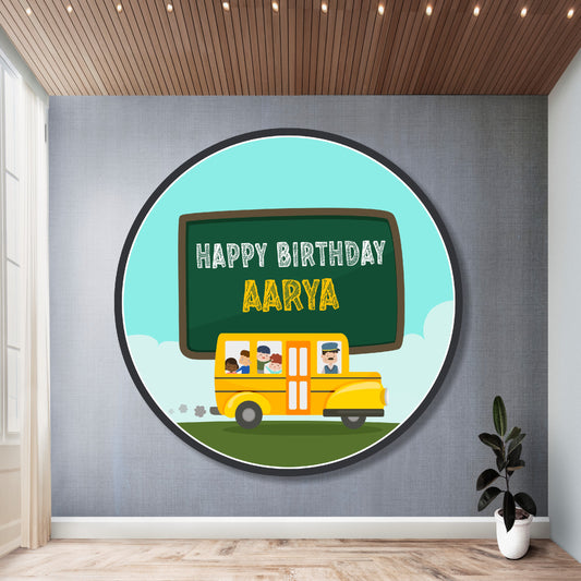 Wheels on the Bus Theme Customized Round Backdrop