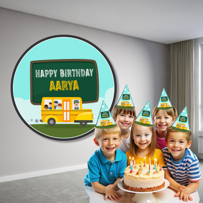 Wheels on the Bus Theme Customized Round Backdrop My Store