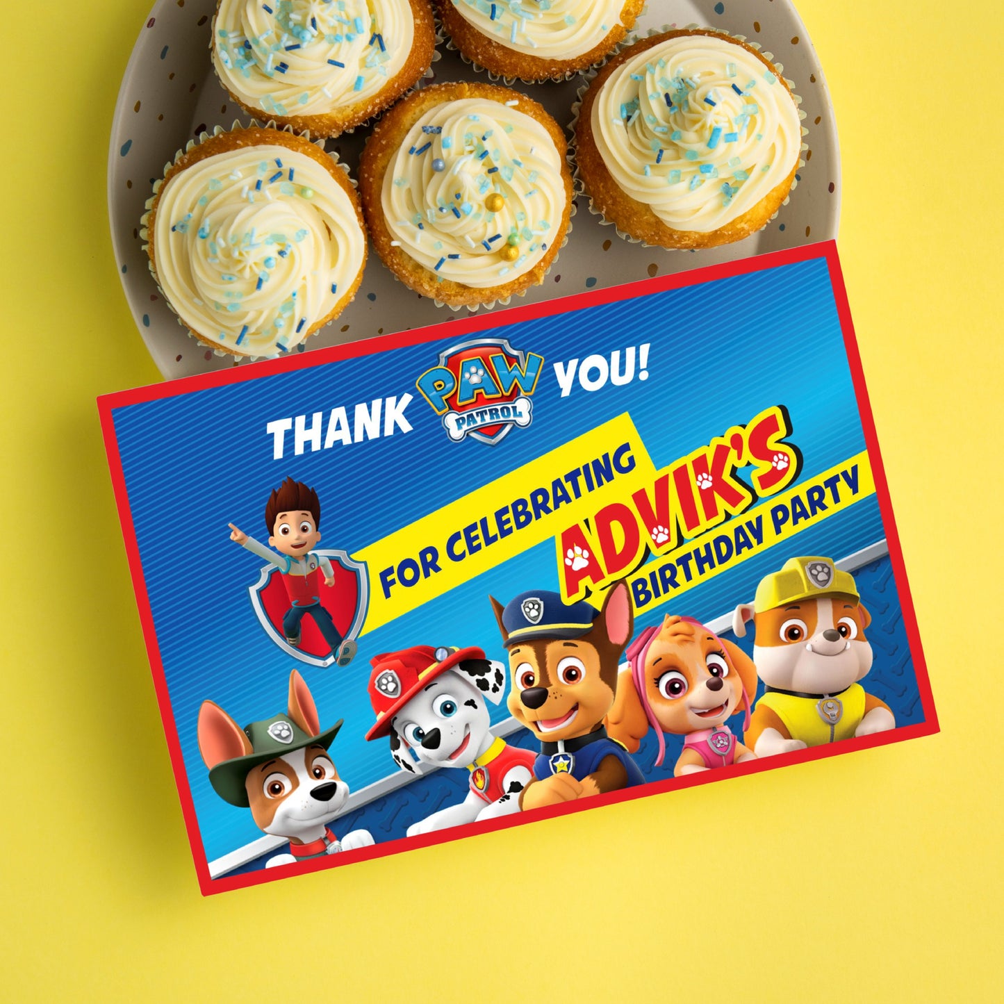 Paw Patrol Theme Thank You Cards