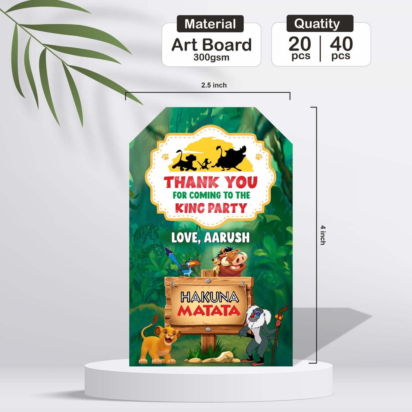 Lion King Theme Thank You Tag