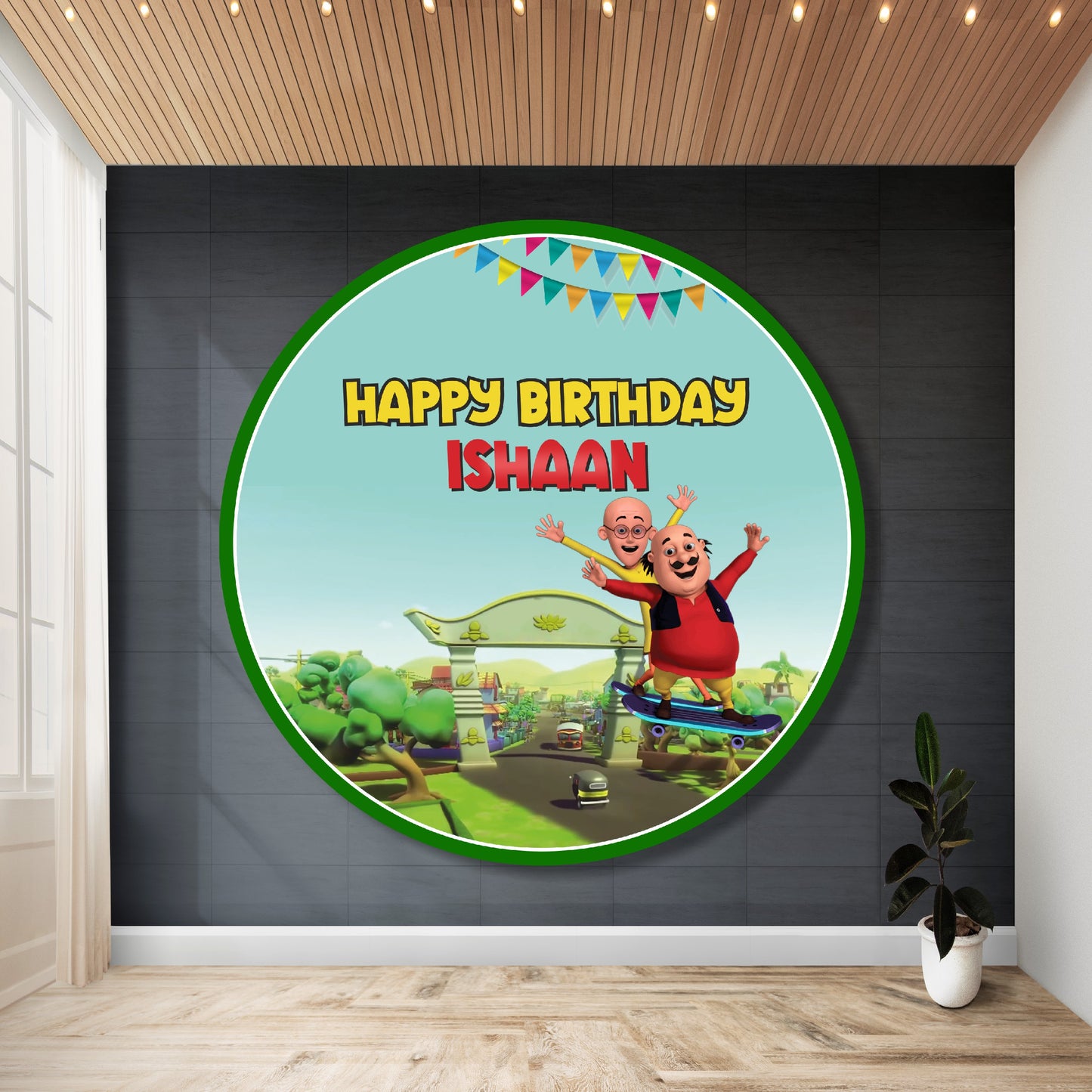 Motu Patlu Theme Round Backdrop