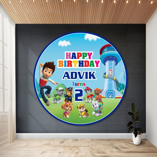 Paw Patrol Theme Round Backdrop