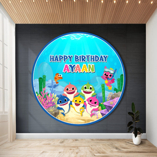 Baby Shark Theme Round Backdrop