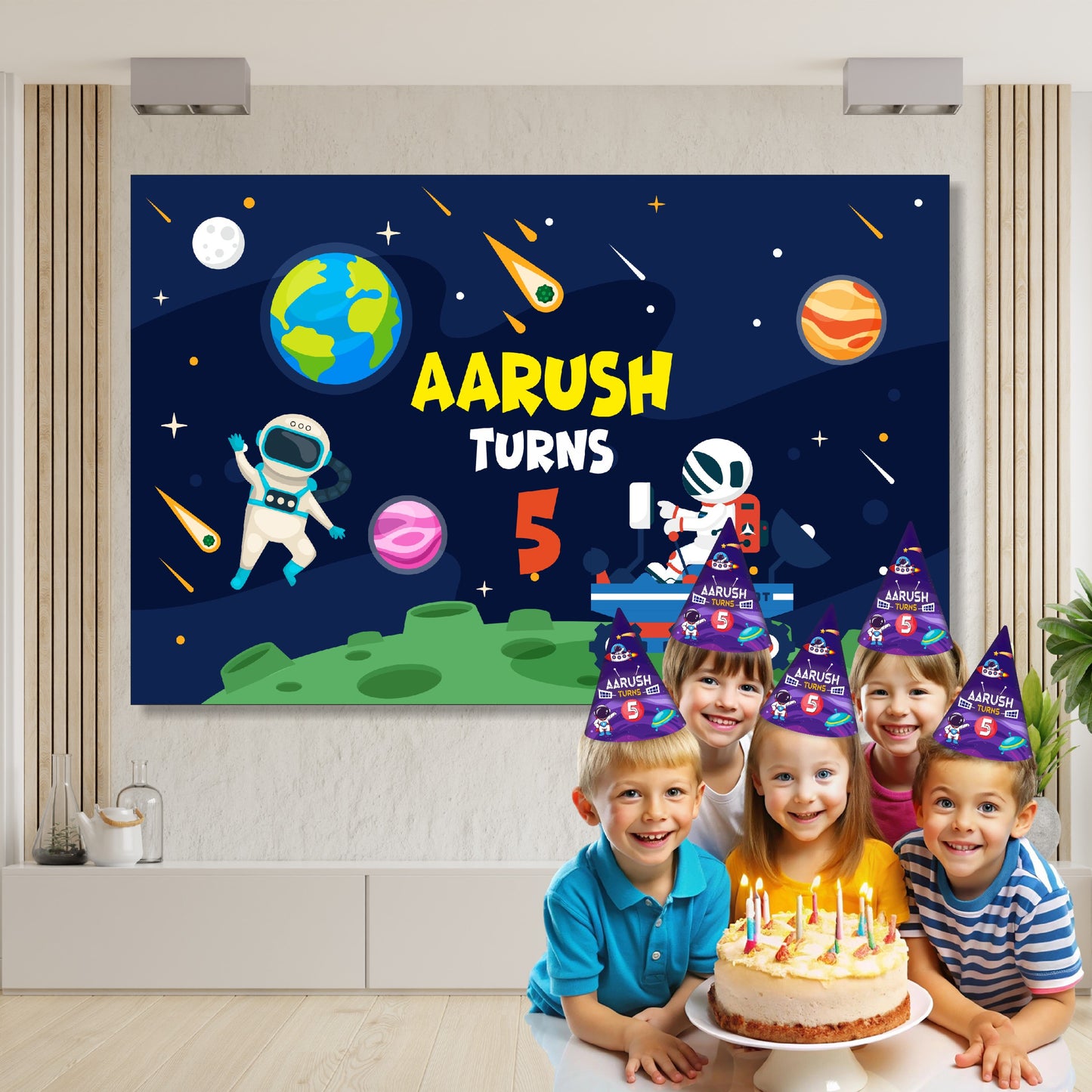 Space Theme Customized Backdrop