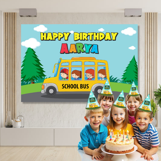 Wheels on the Bus Theme Classic Backdrop