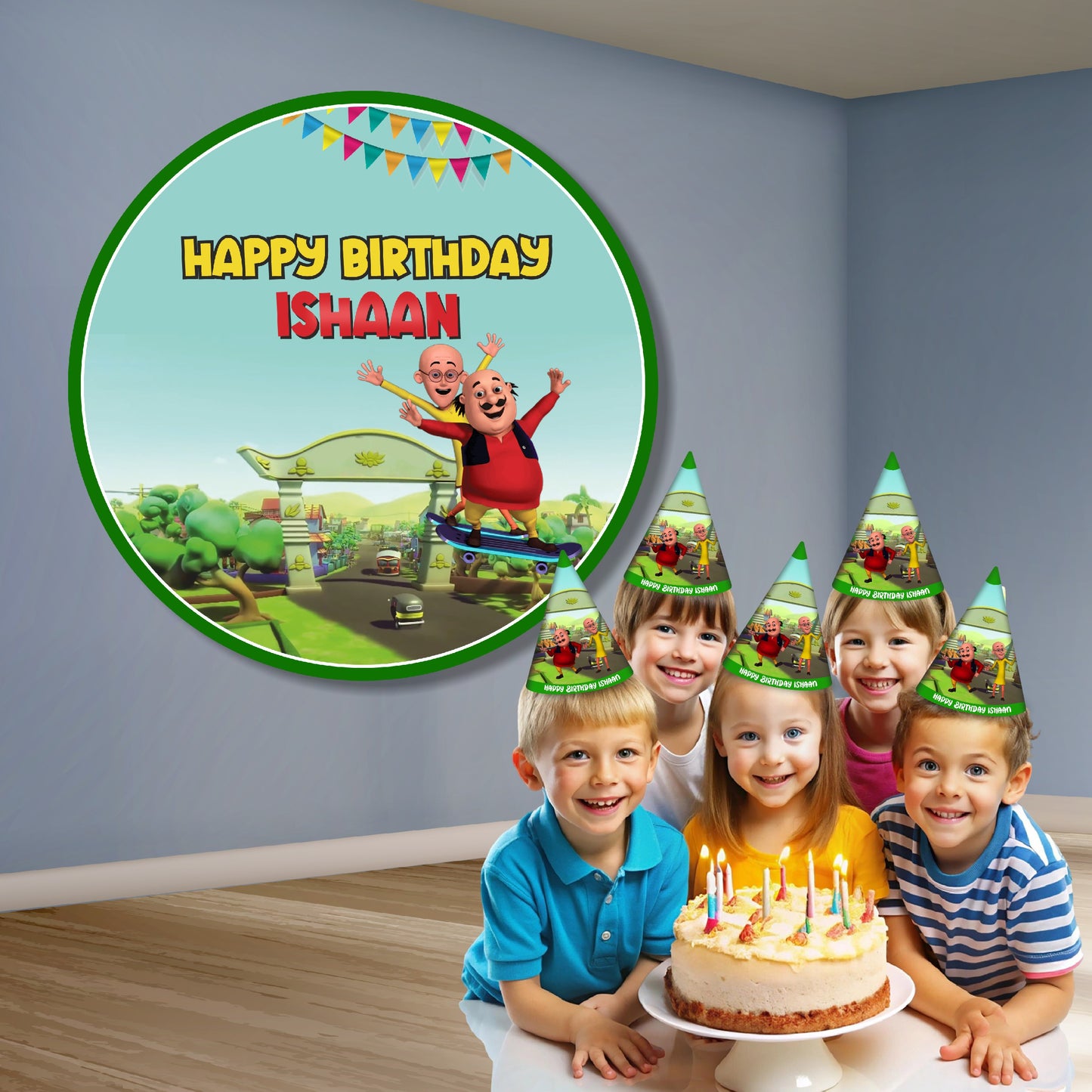 Motu Patlu Theme Round Backdrop