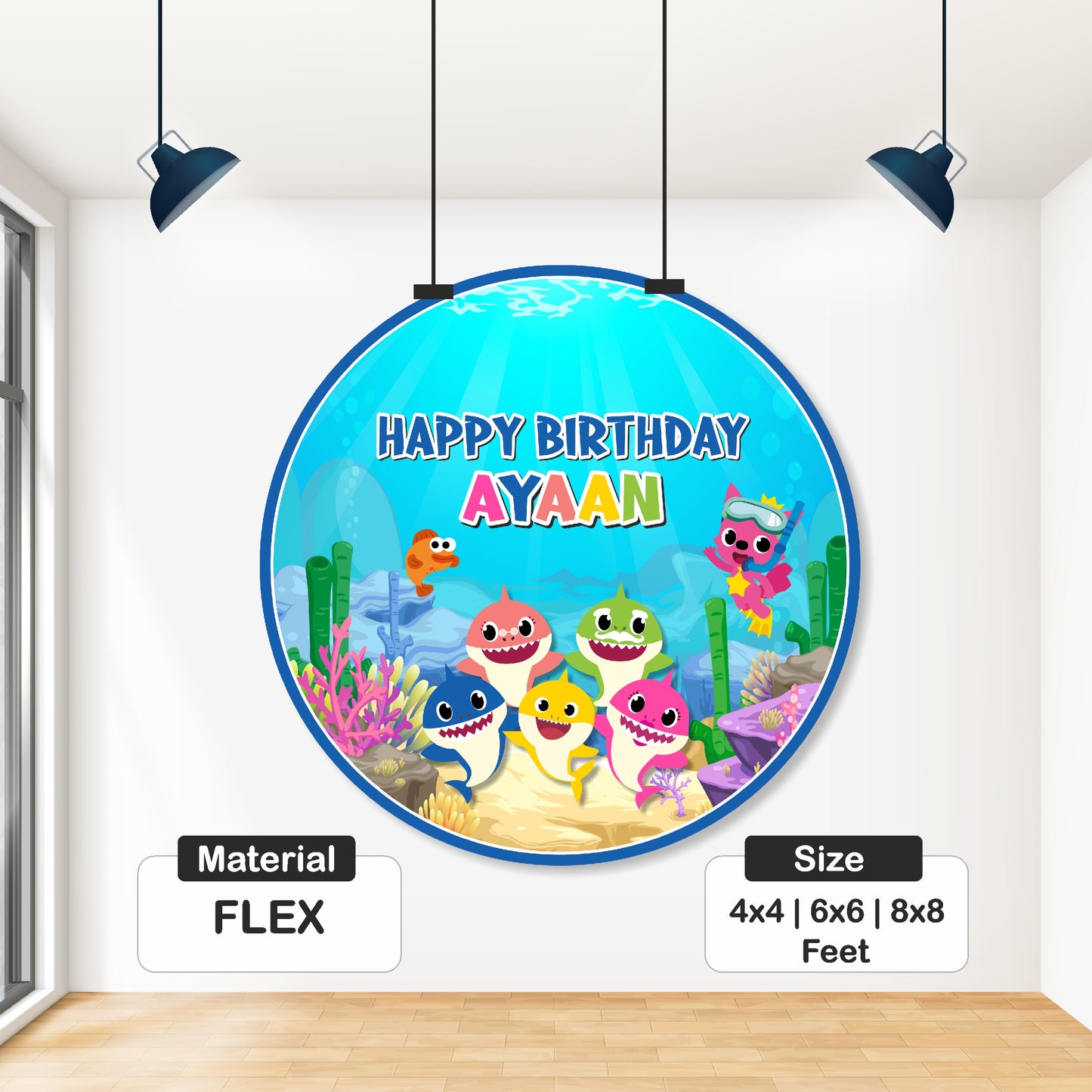 Baby Shark Theme Round Backdrop