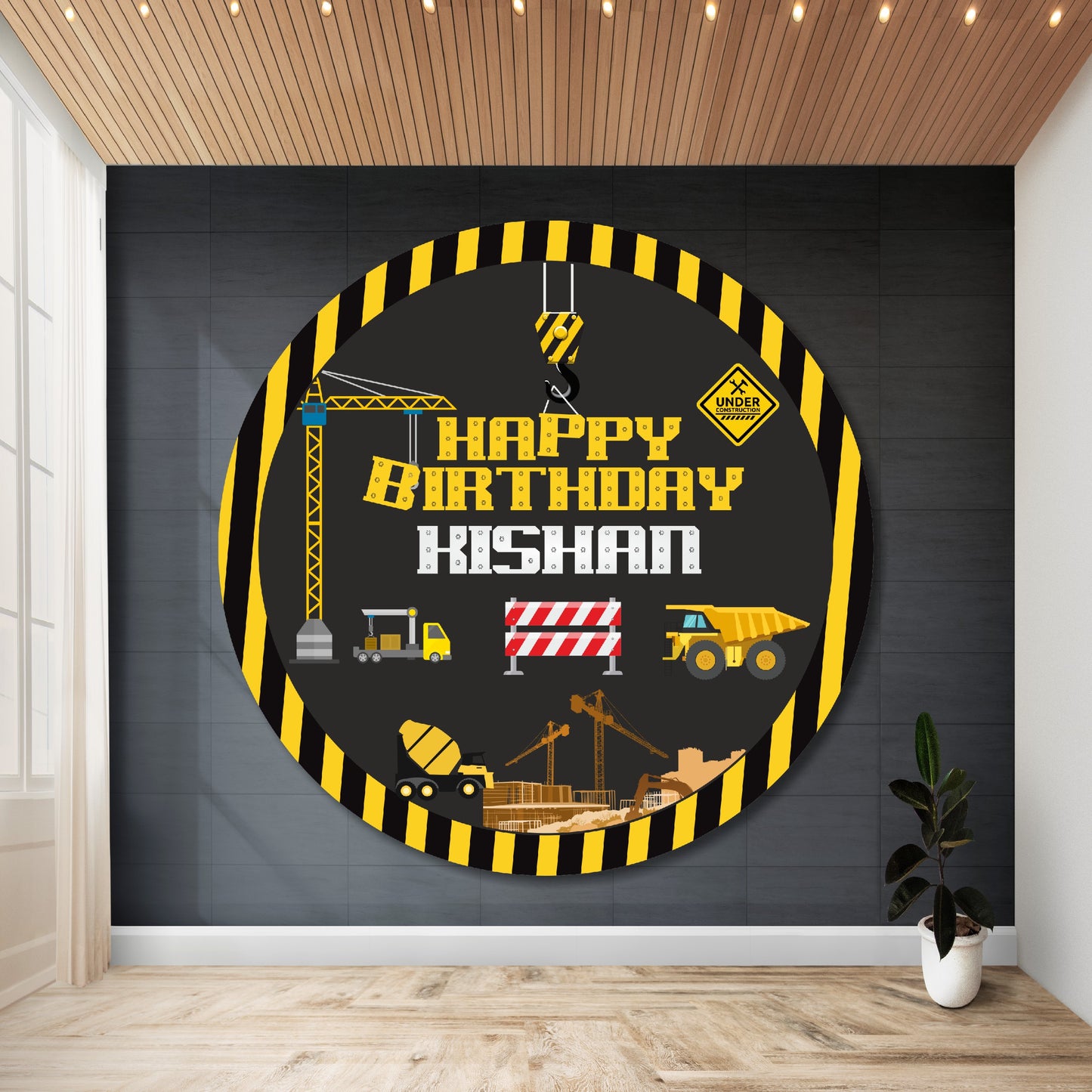 Construction Theme Round Backdrop