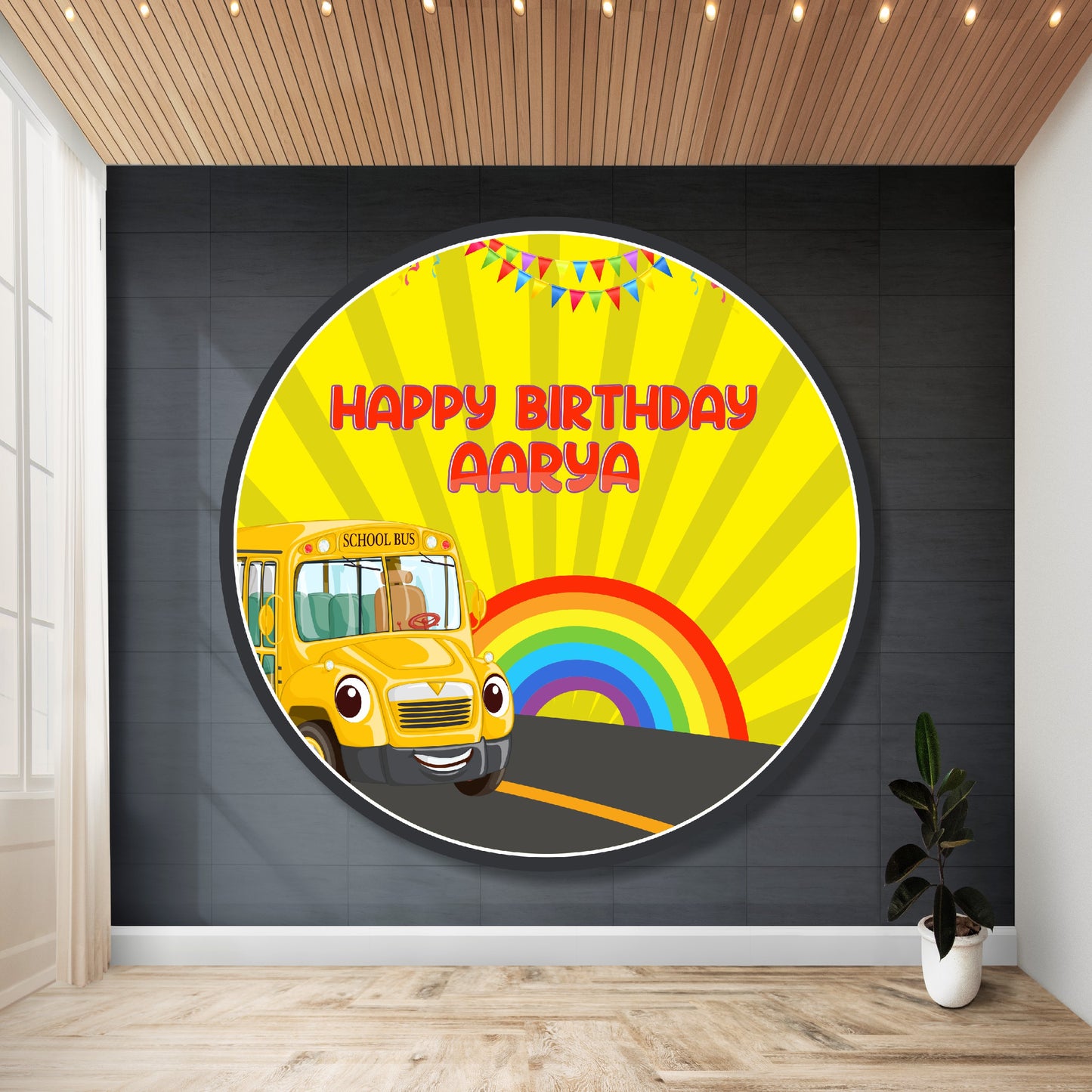 Wheels on the Bus Theme Round Backdrop