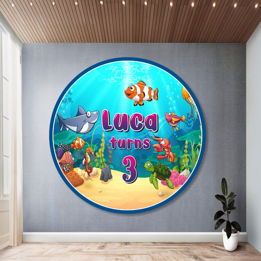Under the Sea Theme Personalized Round Backdrop