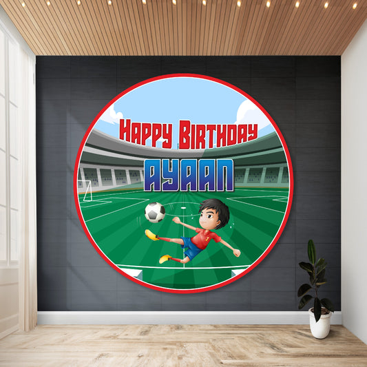 Football Theme Personalized Round Backdrop