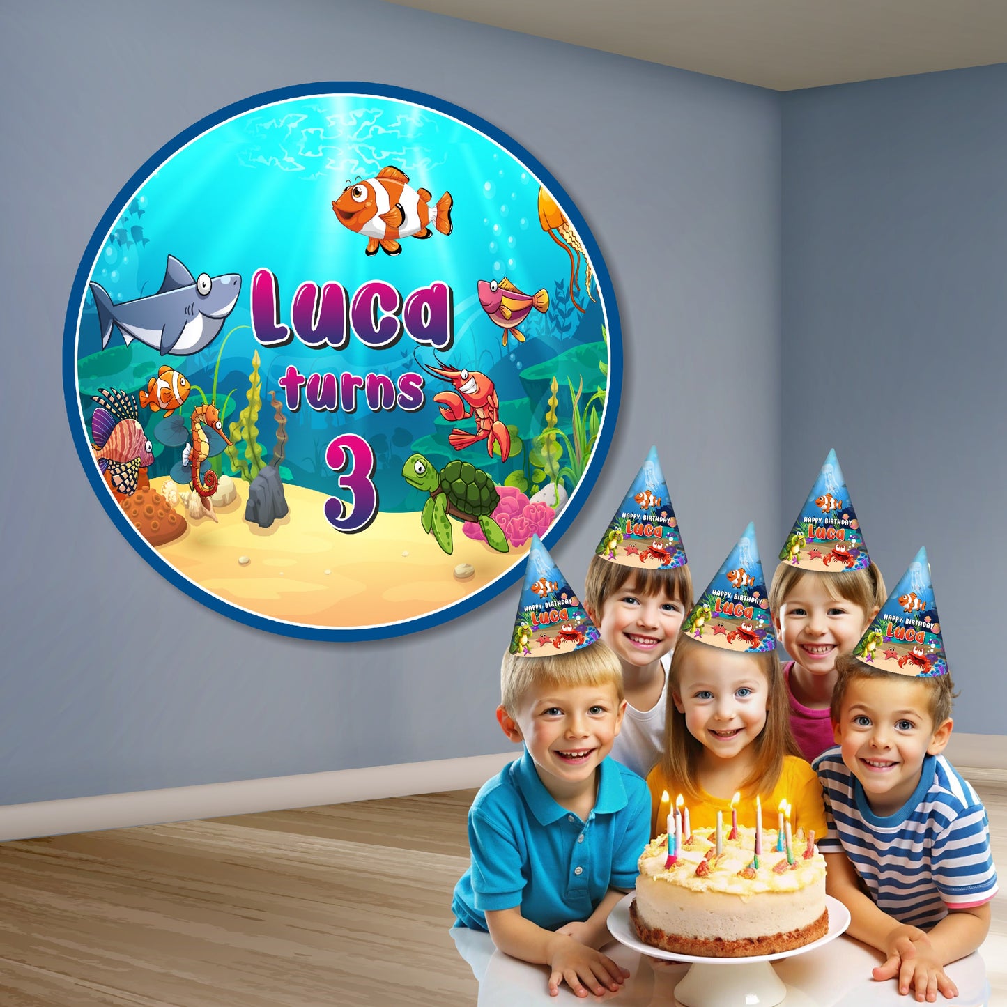 Under the Sea Theme Personalized Round Backdrop