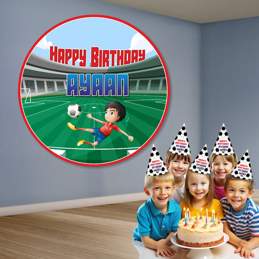 Football Theme Personalized Round Backdrop