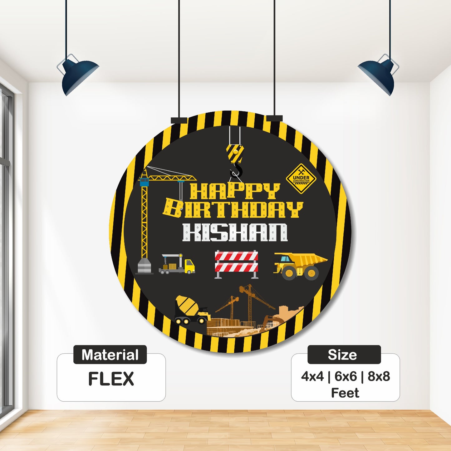 Construction Theme Round Backdrop