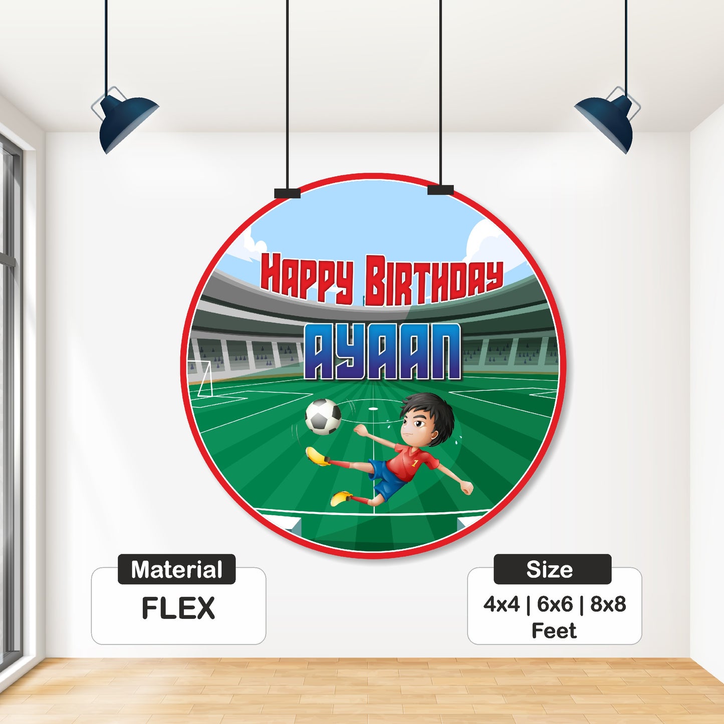 Football Theme Personalized Round Backdrop