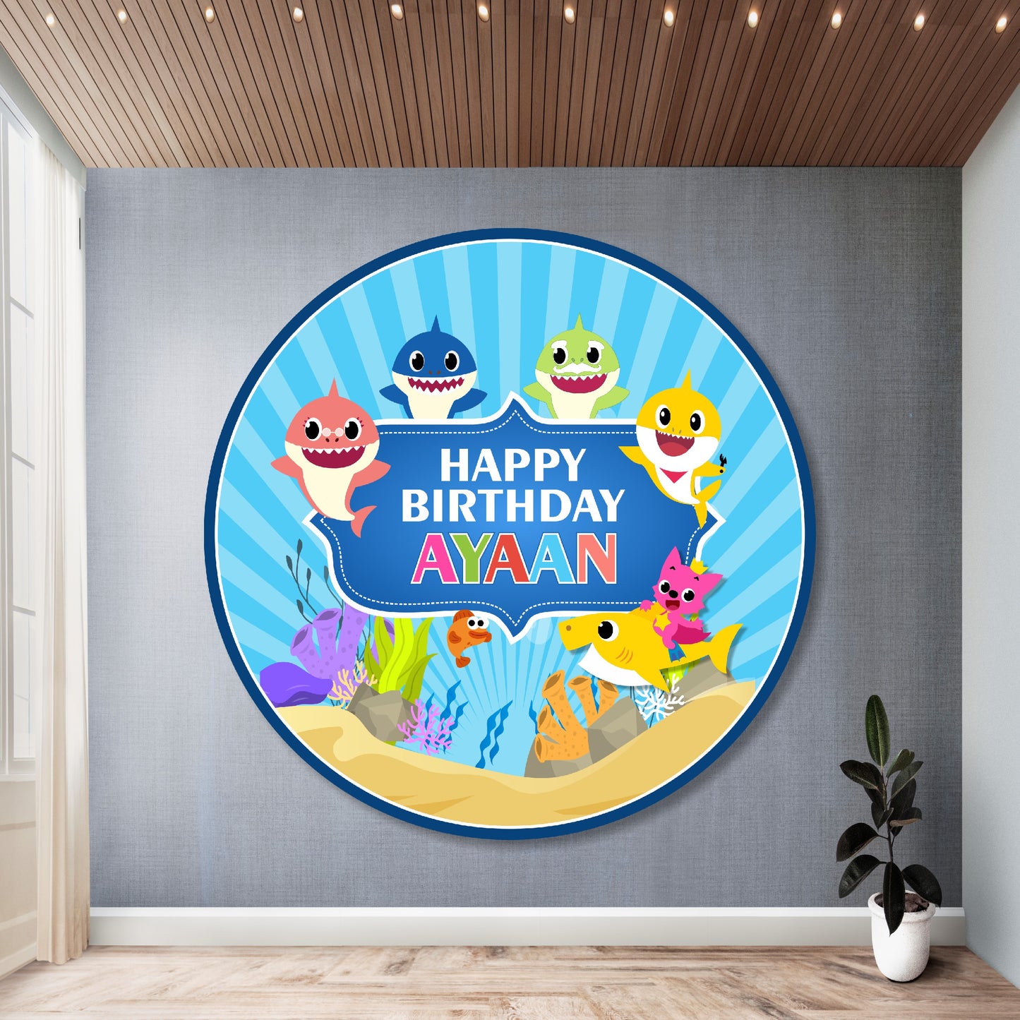 Baby Shark Theme Customized Round Backdrop