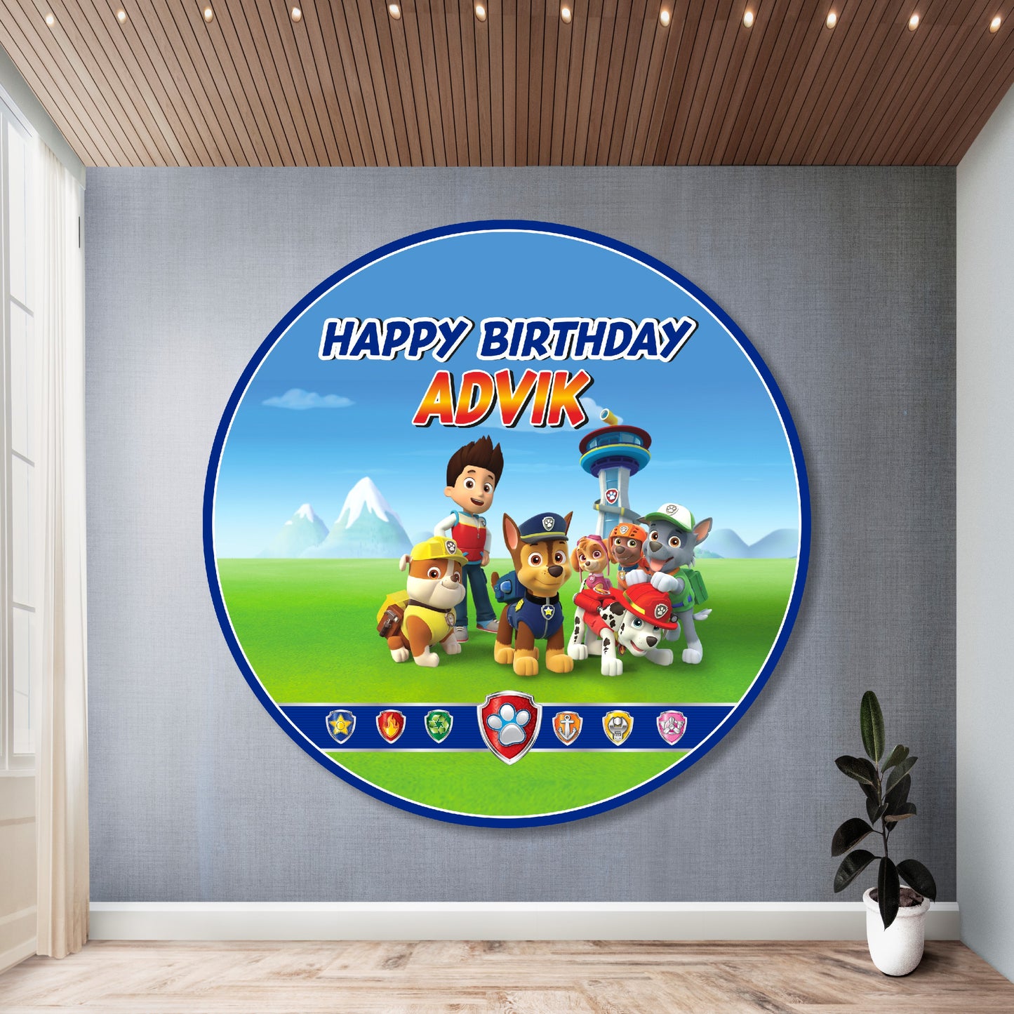 Paw Patrol Theme Customized Round Backdrop