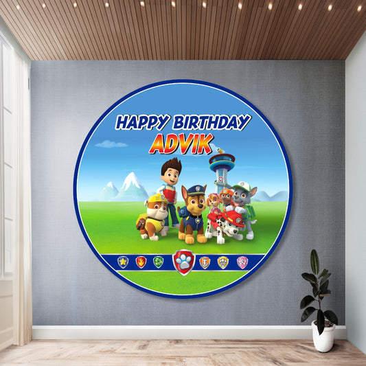 Paw Patrol Theme Customized Round Backdrop