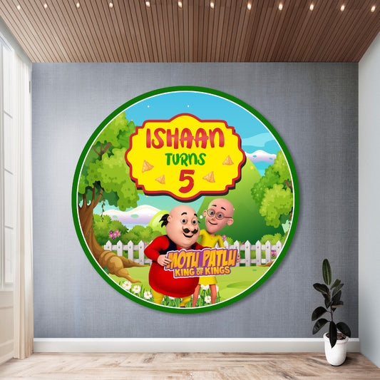 Motu Patlu Theme Customized Round Backdrop